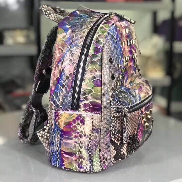 Handmade python snakeskin leather - mini book bag